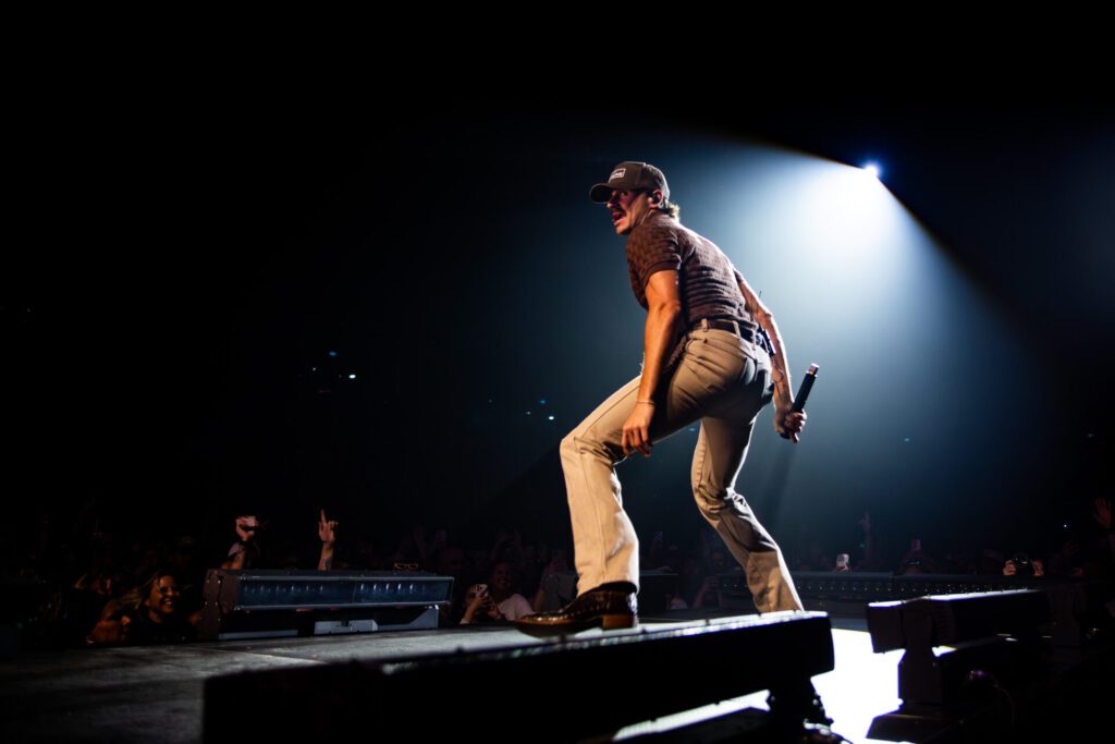 Tucker Wetmore on the walkway stage in Auckland, New Zealand on Jordan Davis tour