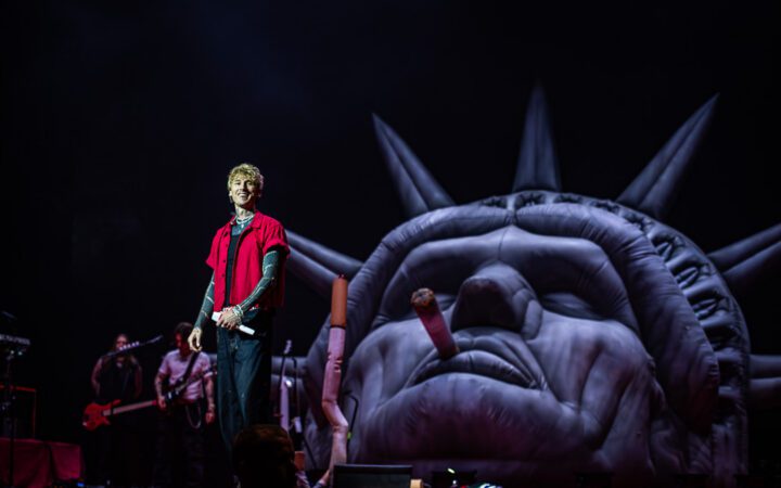 Machine Gun Kelly on stage in Auckland