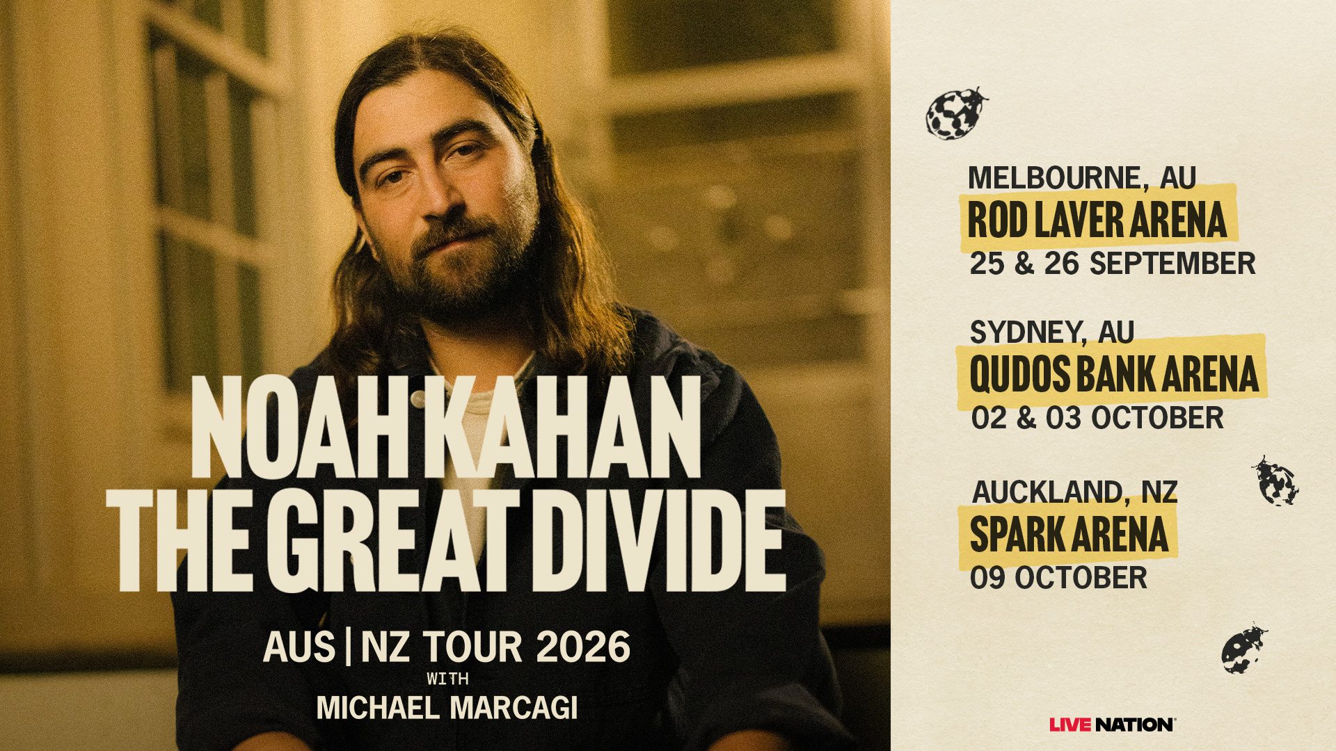 Noah Kahan Aus and NZ tour poster