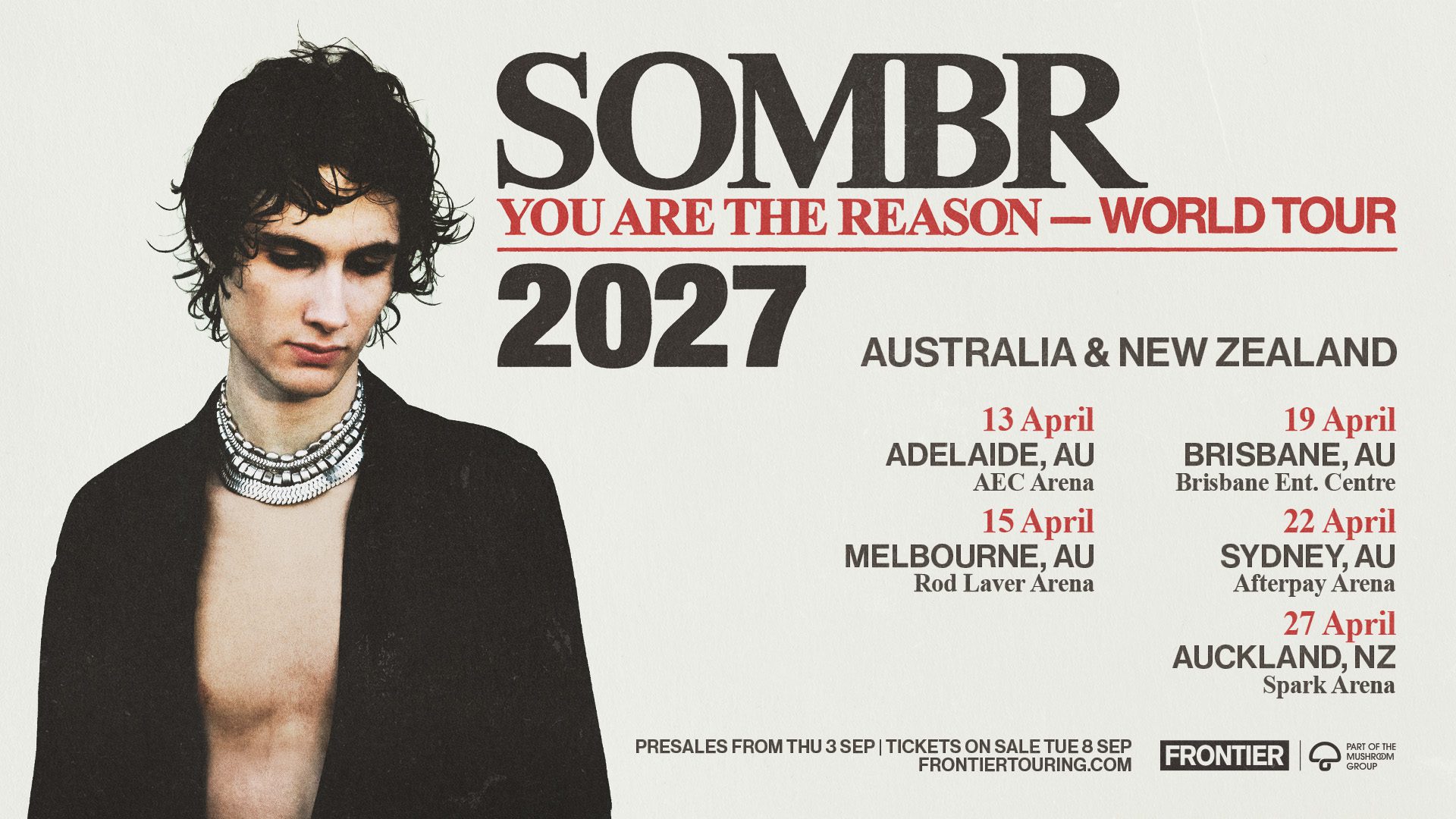 Sombr Australia and New Zealand Tour Poster