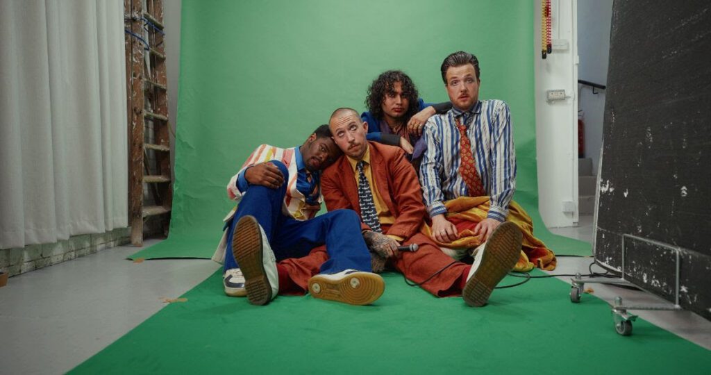 Big Truck band in front of a greenscreen